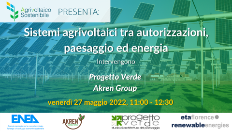 Locandina del 7 webinar Sistemi agrivoltaici tra autorizzazioni, paesaggio ed energia